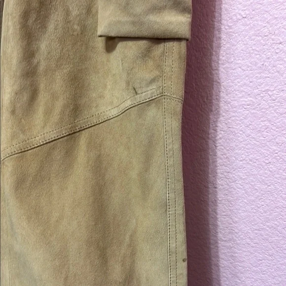 RARE Ralph Lauren Black Label Goat Suede Tan Cargo Pants. Size 8